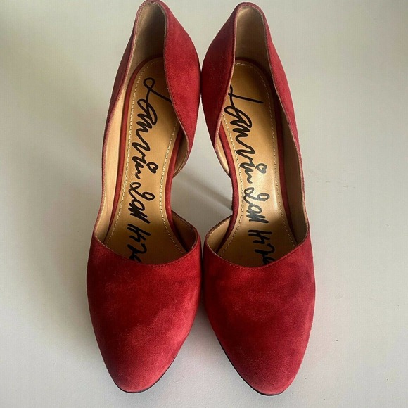 Lanvin 2011 Hiver Suede Pump Platform Red D'orsay Almond Toe Slim Heel 3… - Picture 4 of 9